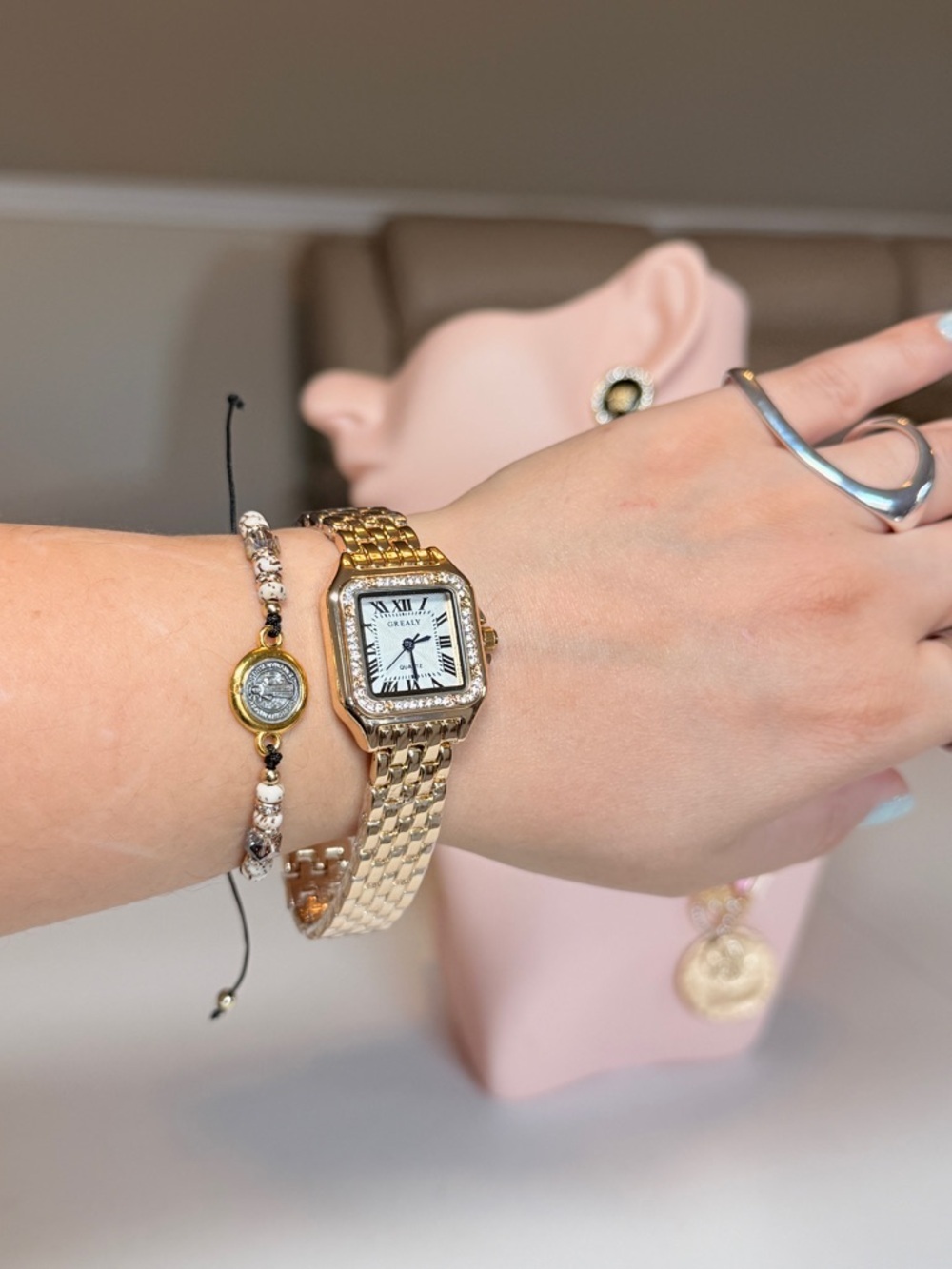 Gold Women's Bracelet Watch - Classic Roman Dial